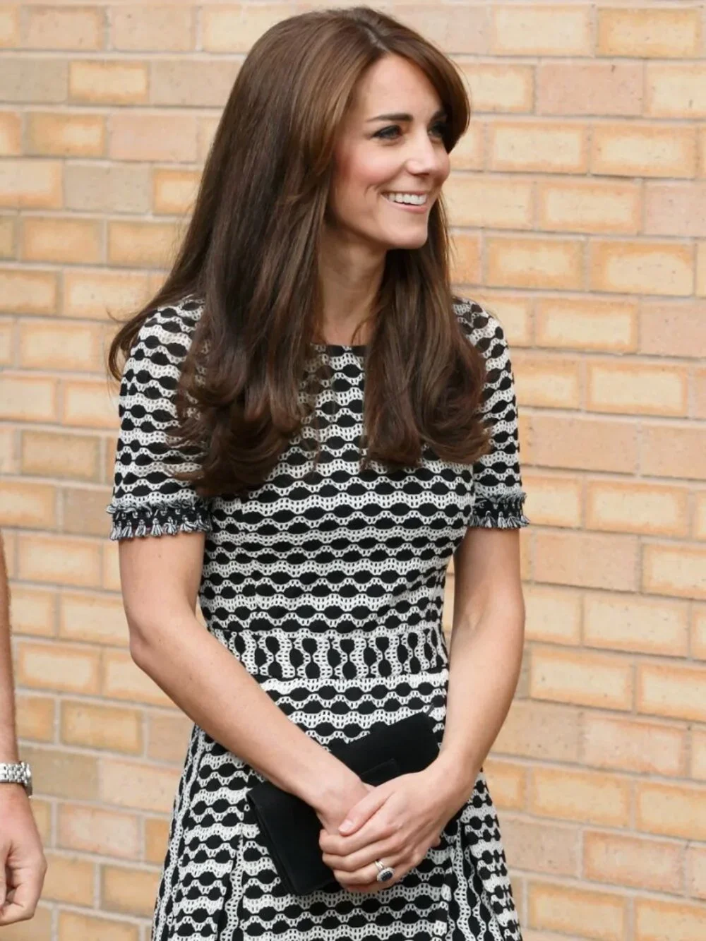 TORY BURCH Paulina Knit Fringe Midi A-Line Dress Black Cream XS Kate Middleton
